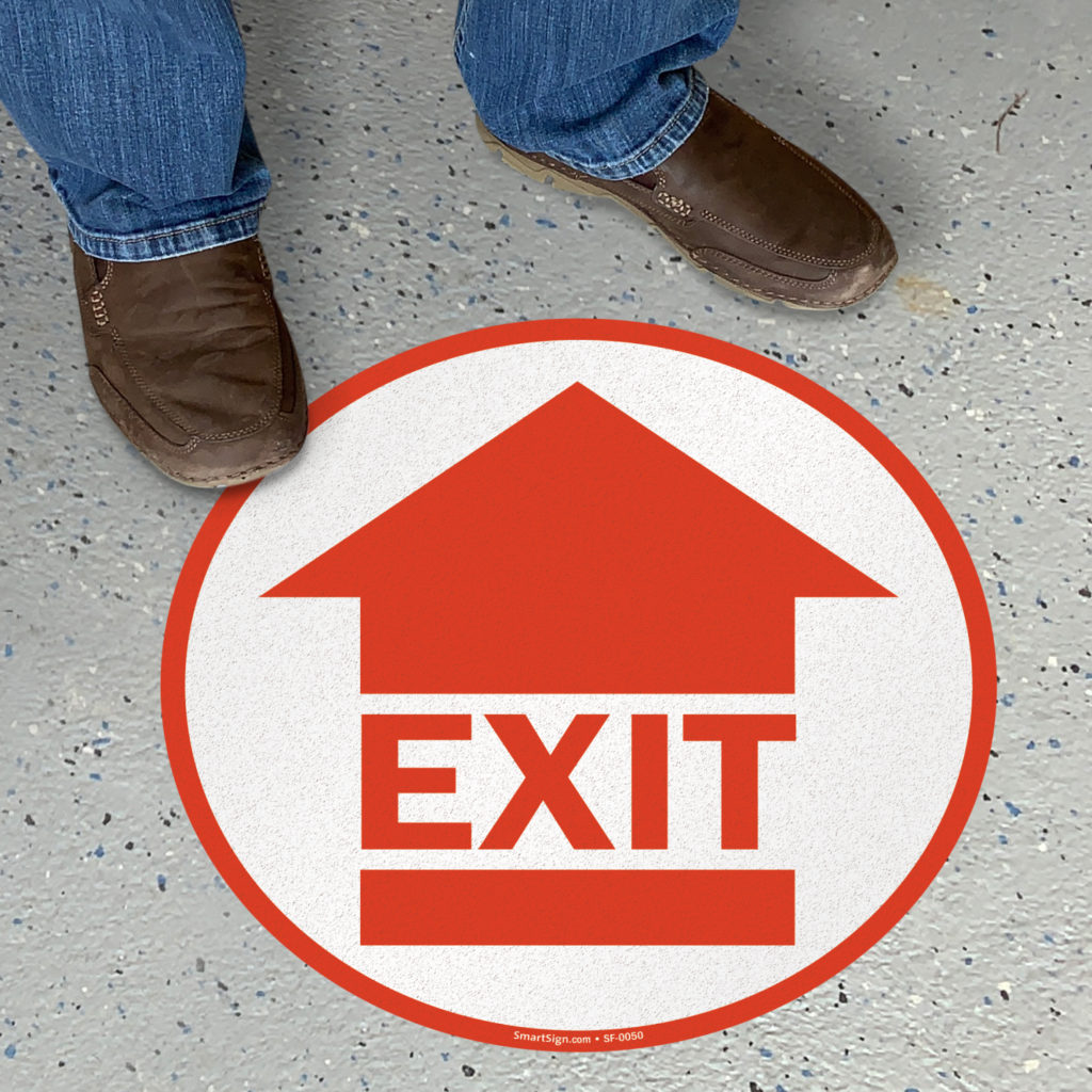 covid-traffic-flow-floor-sign